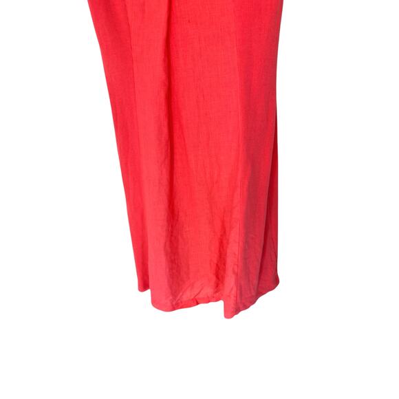 Inizio Pink Short‎ Sleeve V-Neck Lagenlook Coastal Ribbed Linen Dress Small - Picture 6 of 11